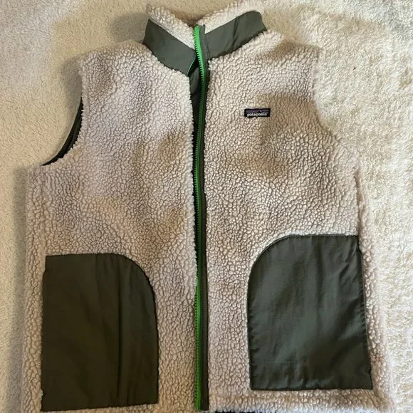 Patagonia Retro-X Full Zip Deep Pile Fleece Vest Kids XL (14) Womens Small